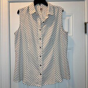 Anne Klein Sleeveless Blouse Polka Dot XL